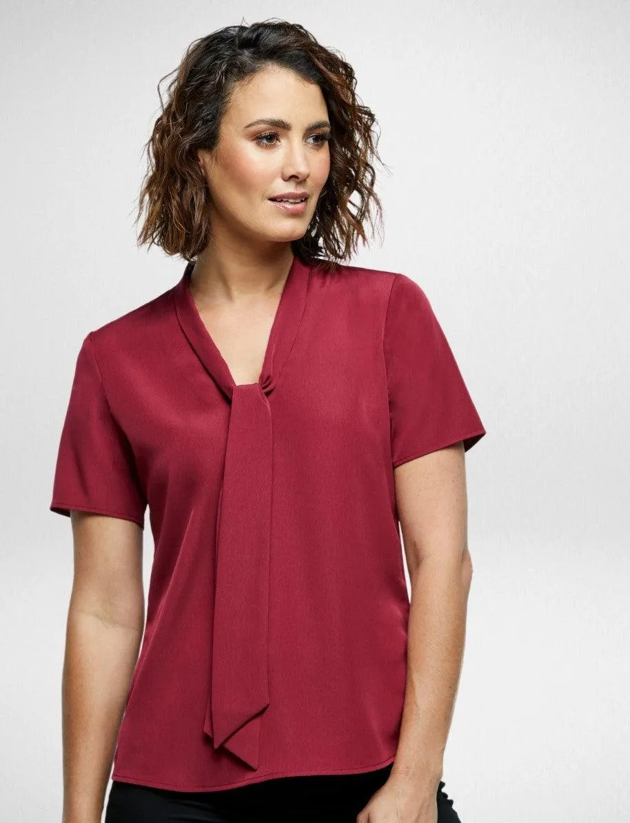 6801S91 Corporate Reflections Willow V-Neck Tie Blouse