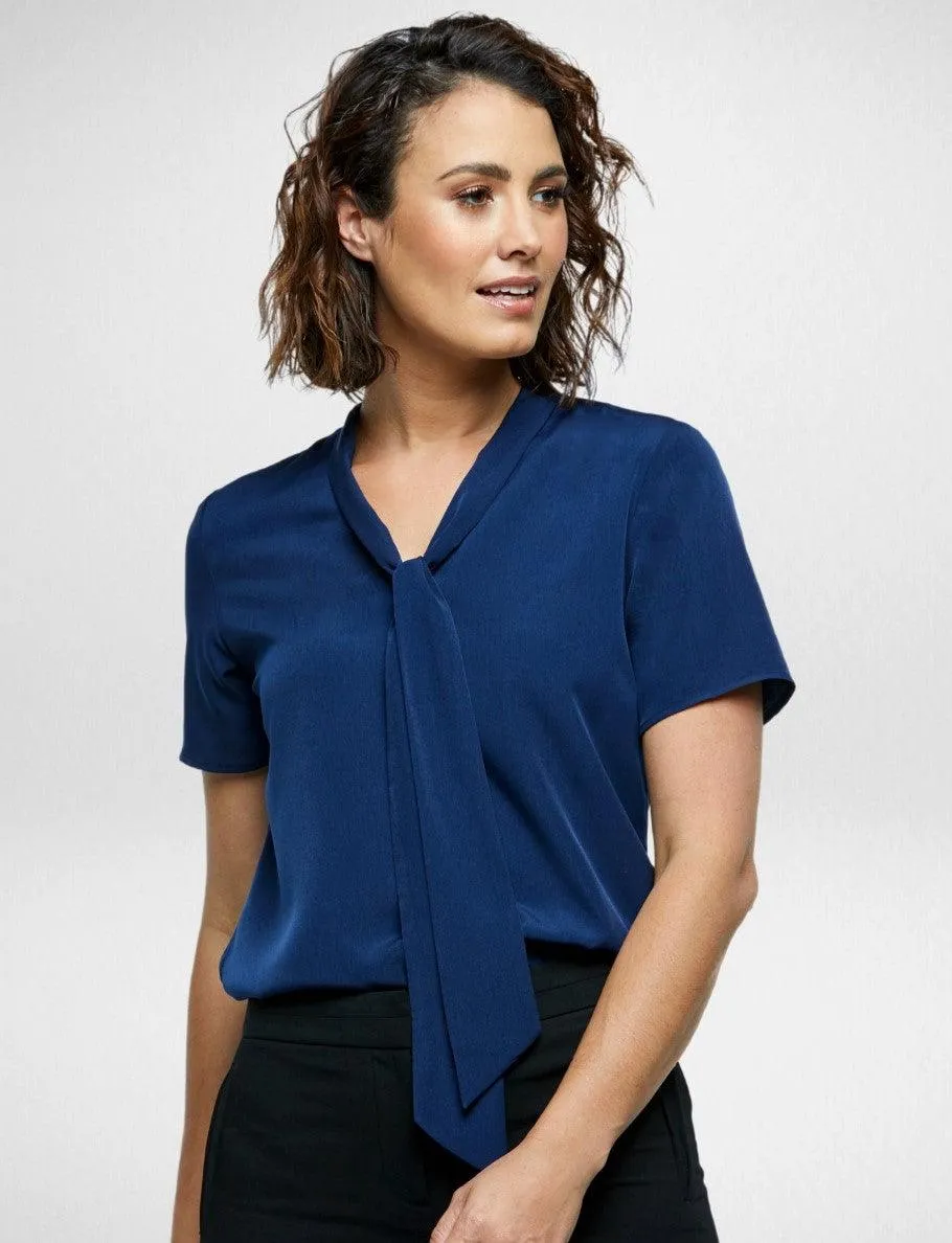 6801S91 Corporate Reflections Willow V-Neck Tie Blouse