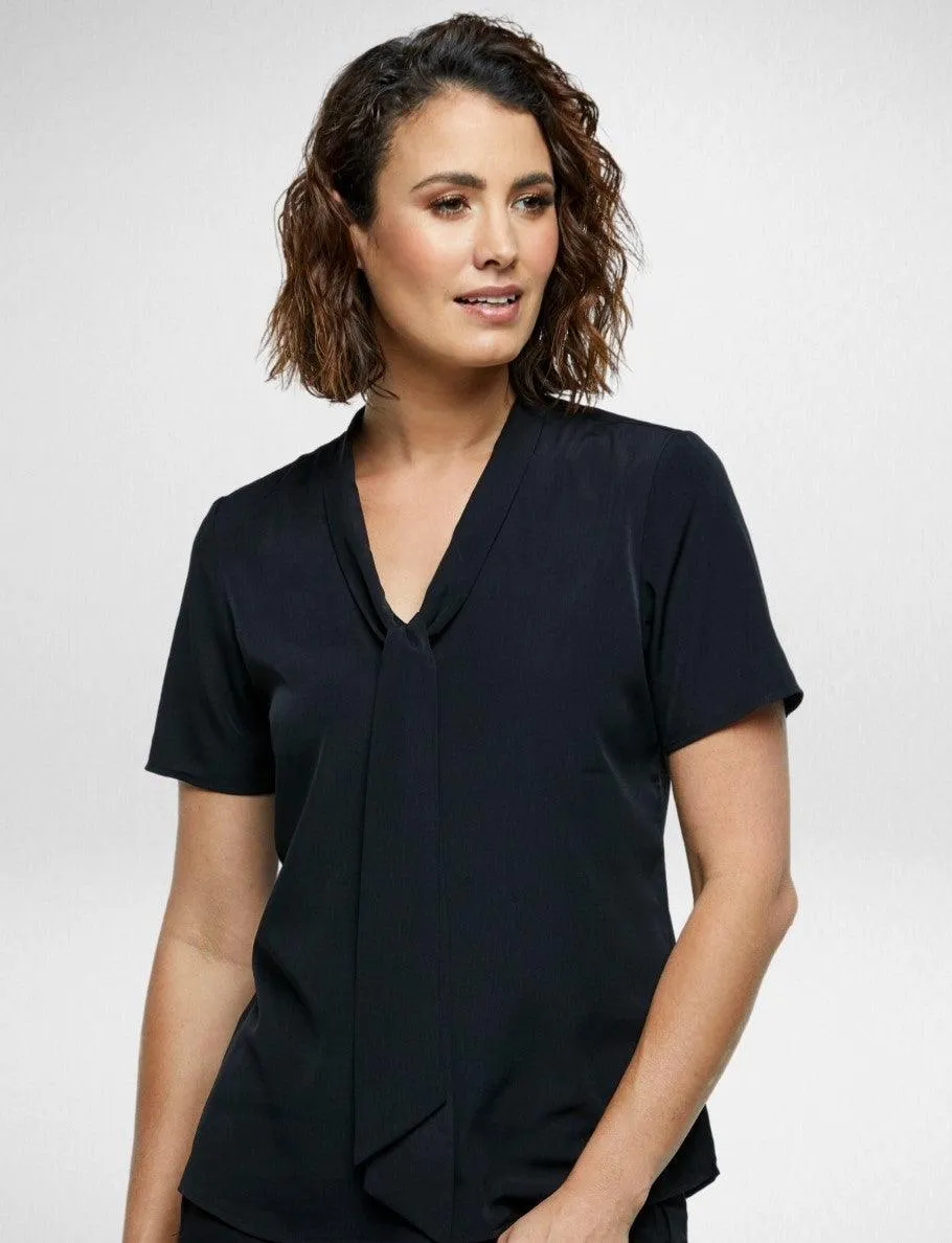 6801S91 Corporate Reflections Willow V-Neck Tie Blouse