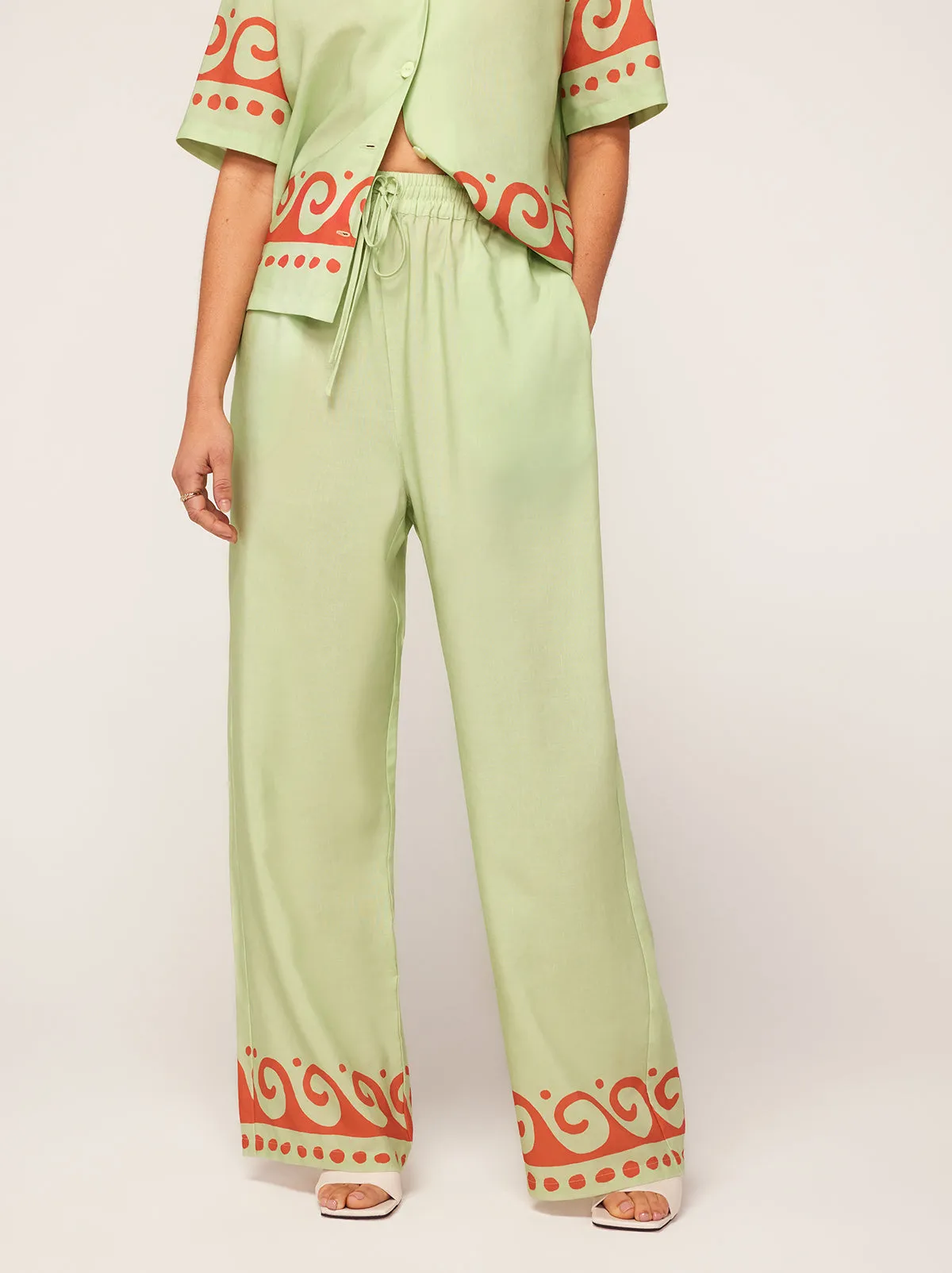 Agatha Pistachio Wave Print Trousers