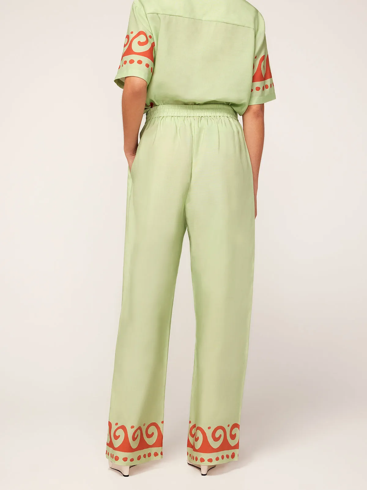 Agatha Pistachio Wave Print Trousers