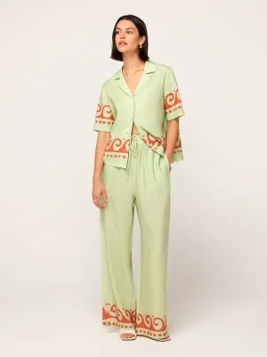 Agatha Pistachio Wave Print Trousers