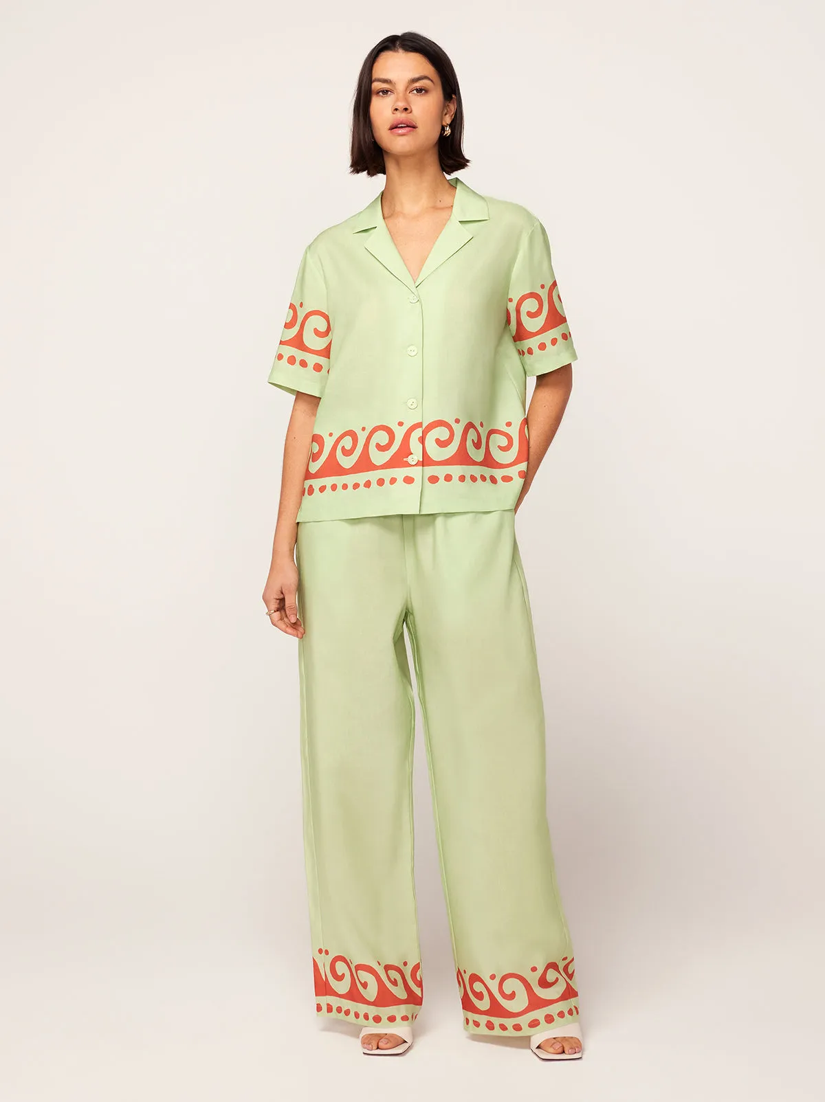 Agatha Pistachio Wave Print Trousers