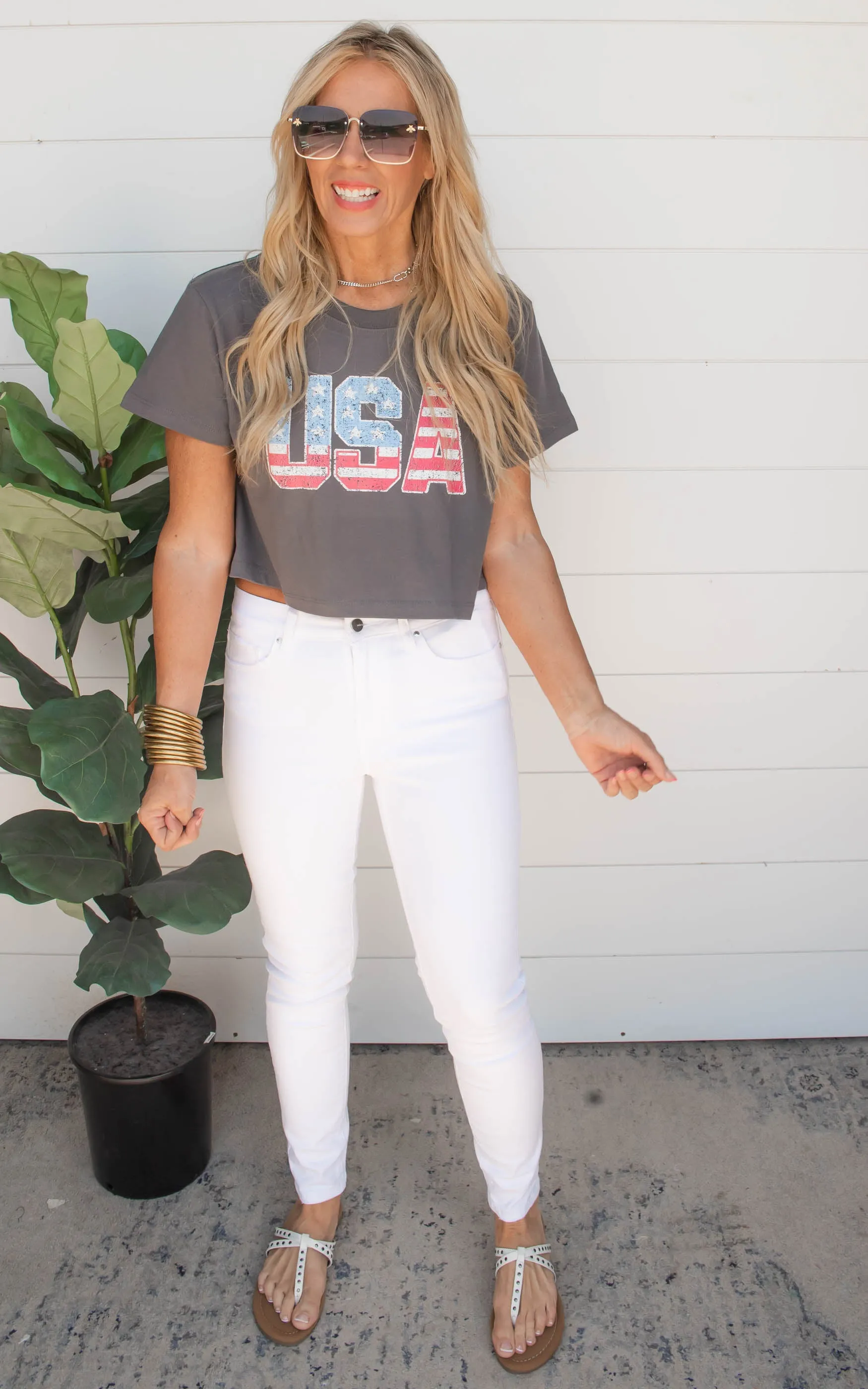 American Flag USA Graphic Crop Tee | FINAL SALE