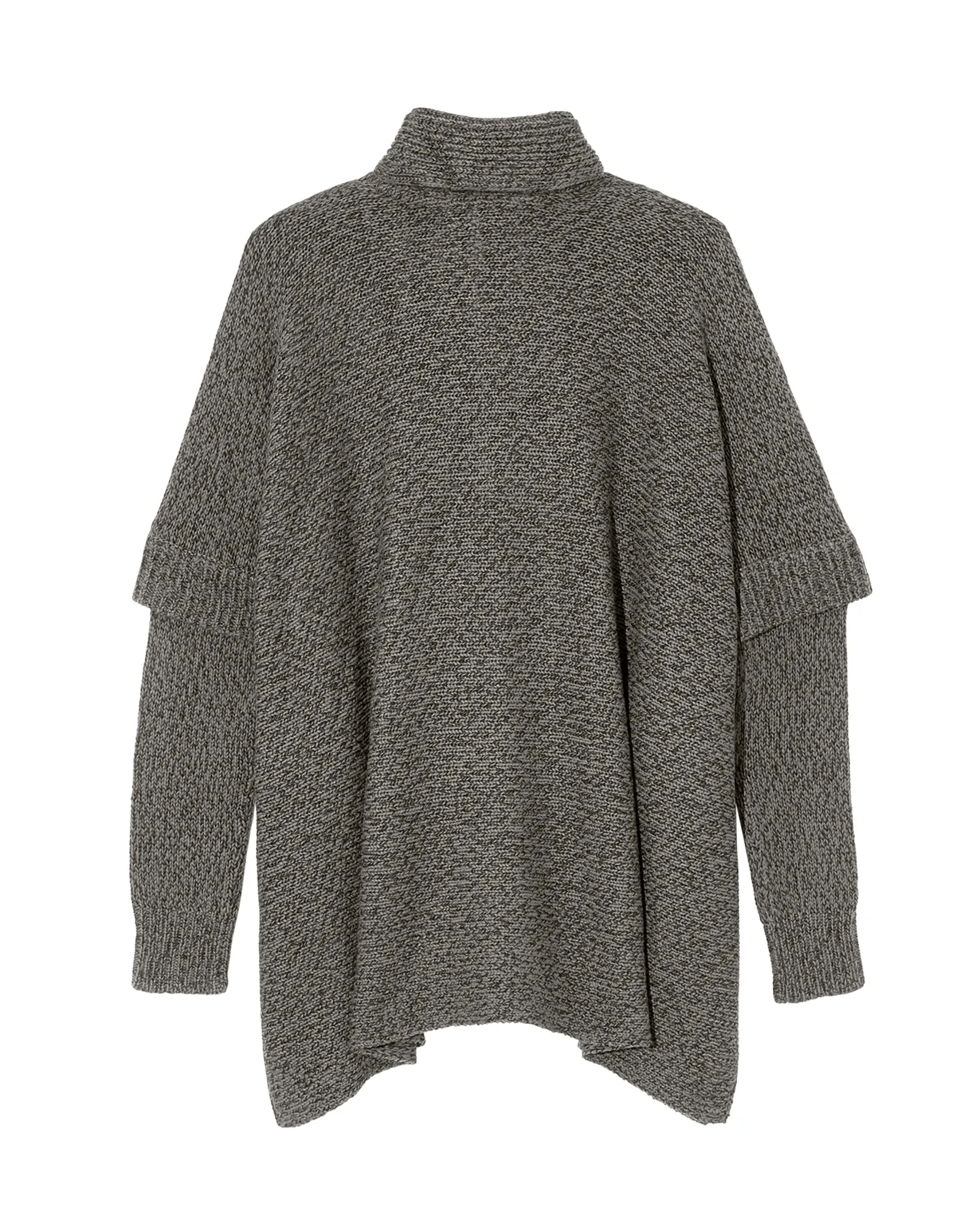 Arden 3/4 Sleeve V Neck Cross Over Poncho | Charcoal Grey