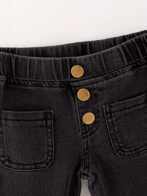 Black Tight Bell-bottoms Denim Jeans Pants