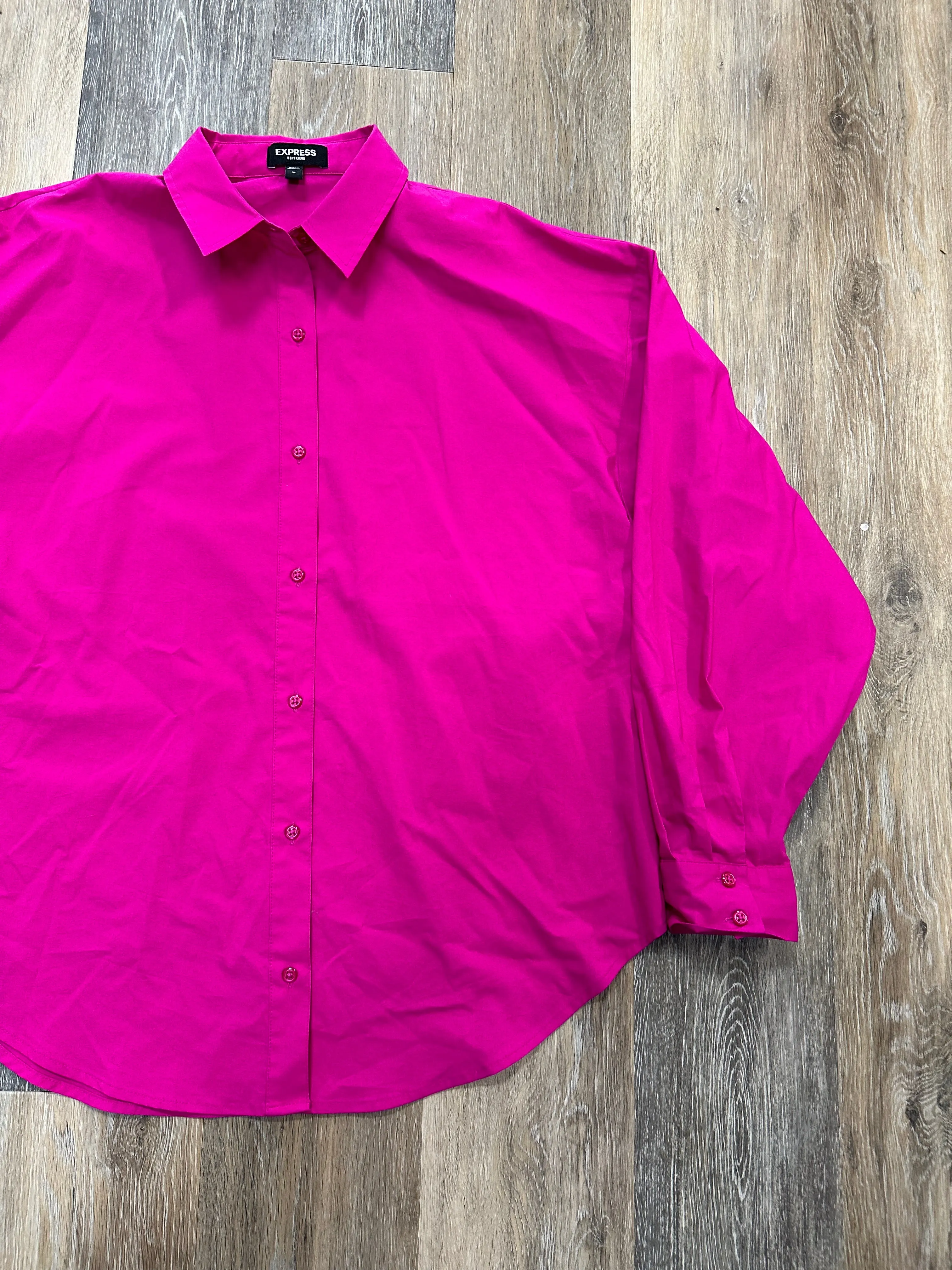 Blouse Long Sleeve By Express In Pink, Size: M