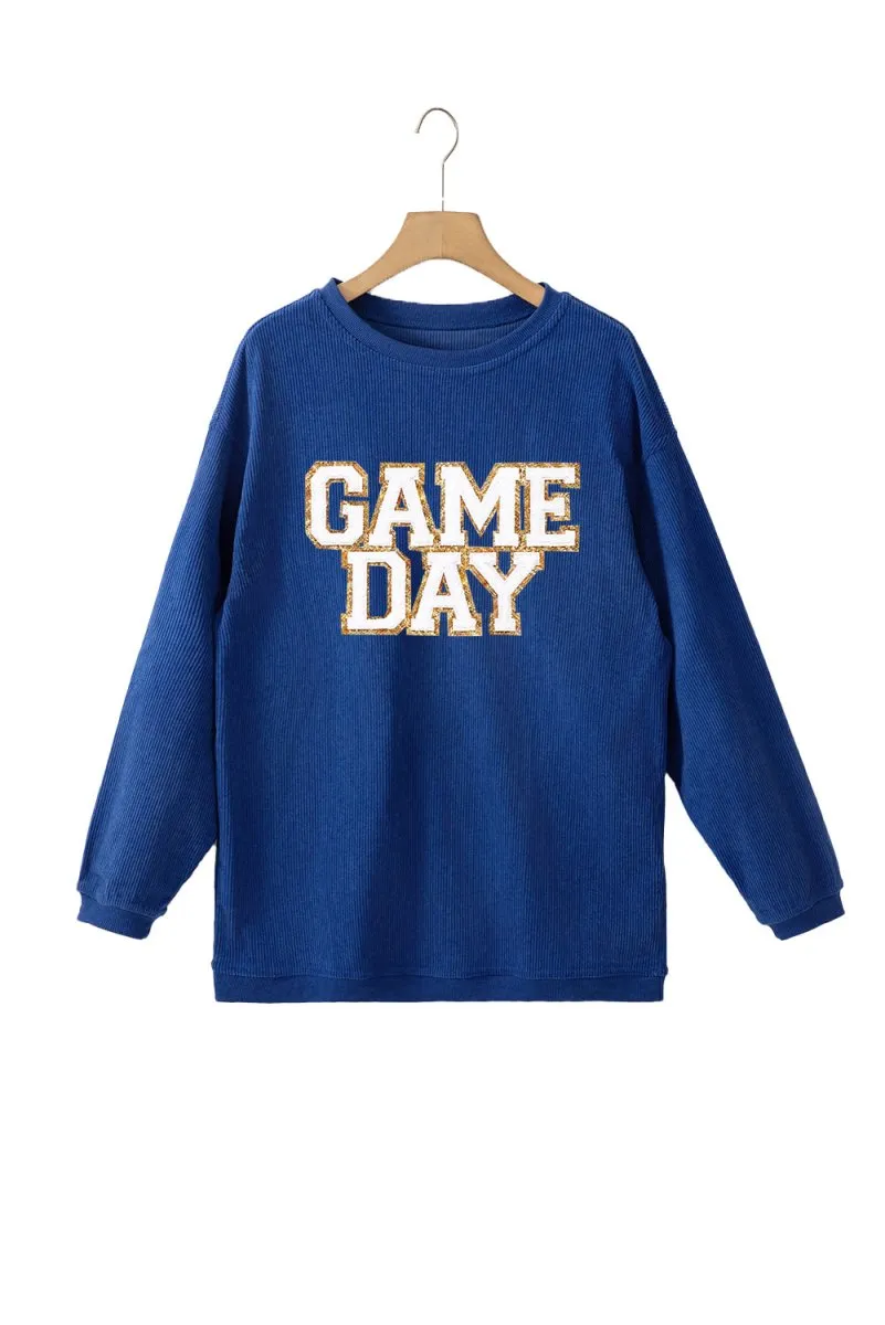 Blue "GAME DAY" Glitter Sweatshirt