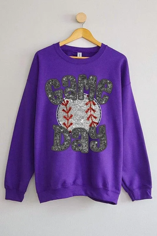 Boujee Sequins Game Day Baseball Graphic Sweatshirts