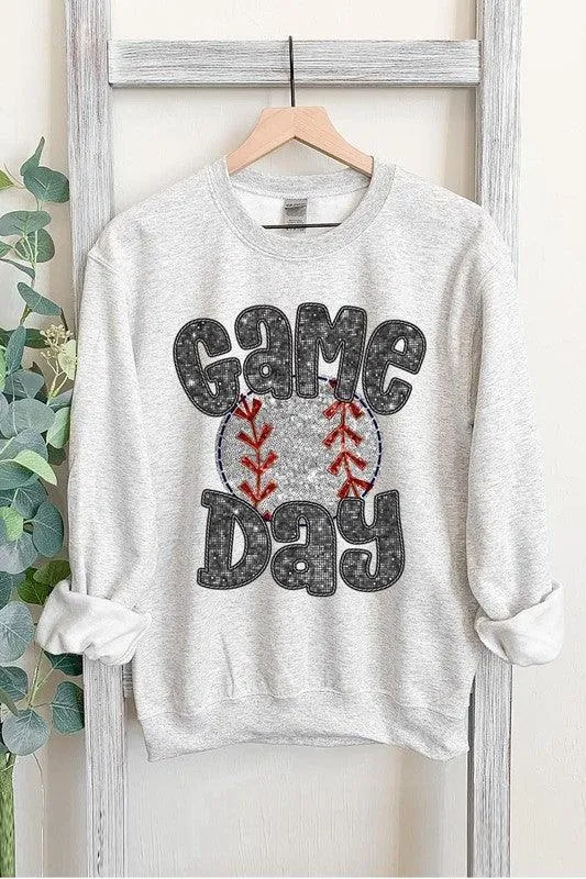 Boujee Sequins Game Day Baseball Graphic Sweatshirts