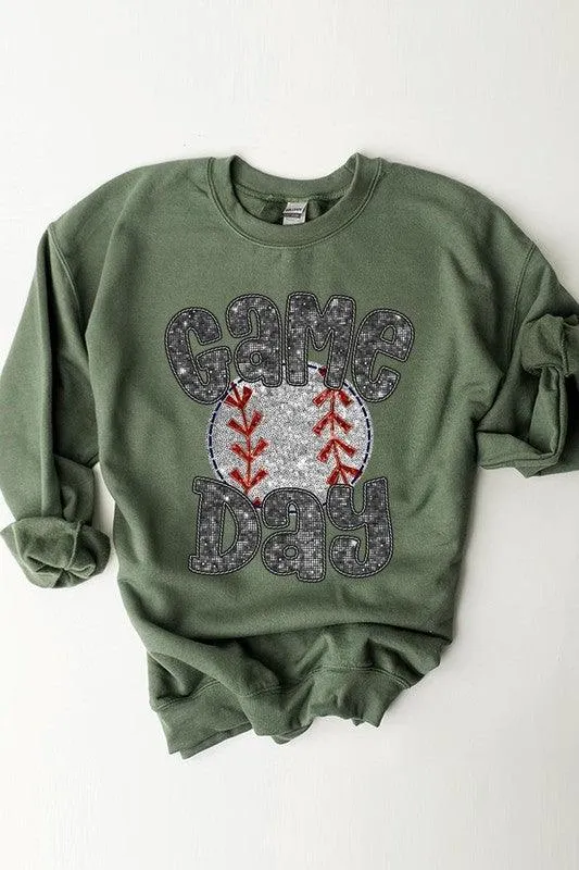 Boujee Sequins Game Day Baseball Graphic Sweatshirts