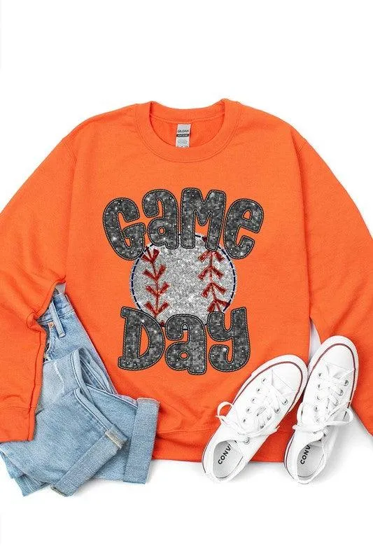 Boujee Sequins Game Day Baseball Graphic Sweatshirts