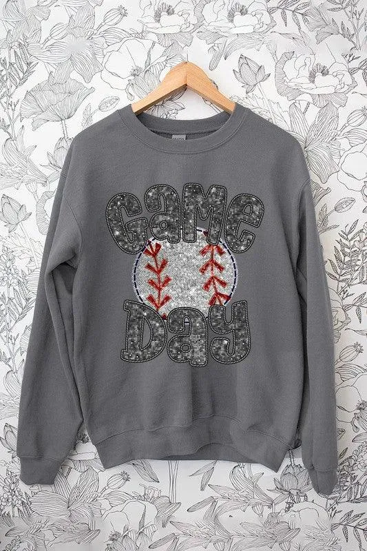 Boujee Sequins Game Day Baseball Graphic Sweatshirts