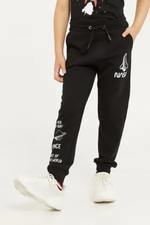 Boys Black Nasa Active Pant