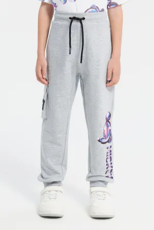 Boys Grey Mickey Mouse Cargo Jogger Pants