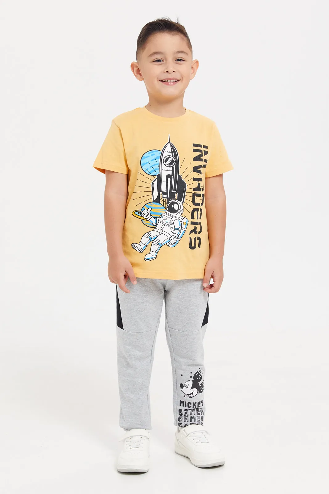 Boys Grey Mickey Mouse Track Pants