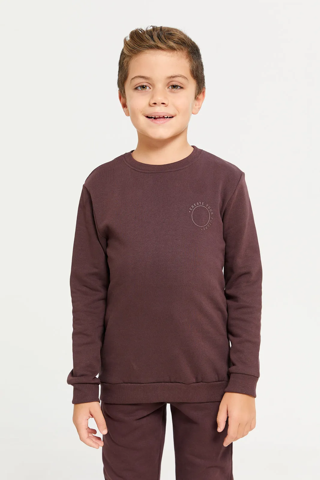 Boys Purple Round Neck Basic Jog Set (2 Piece)