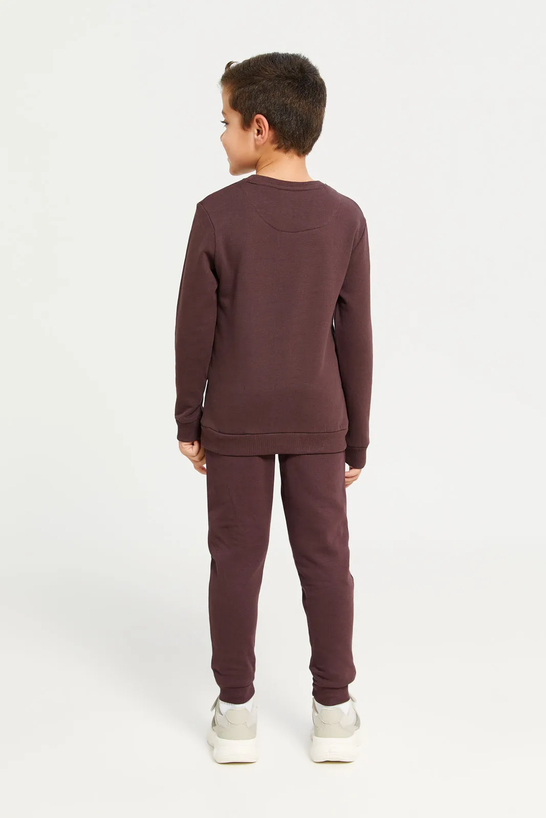 Boys Purple Round Neck Basic Jog Set (2 Piece)