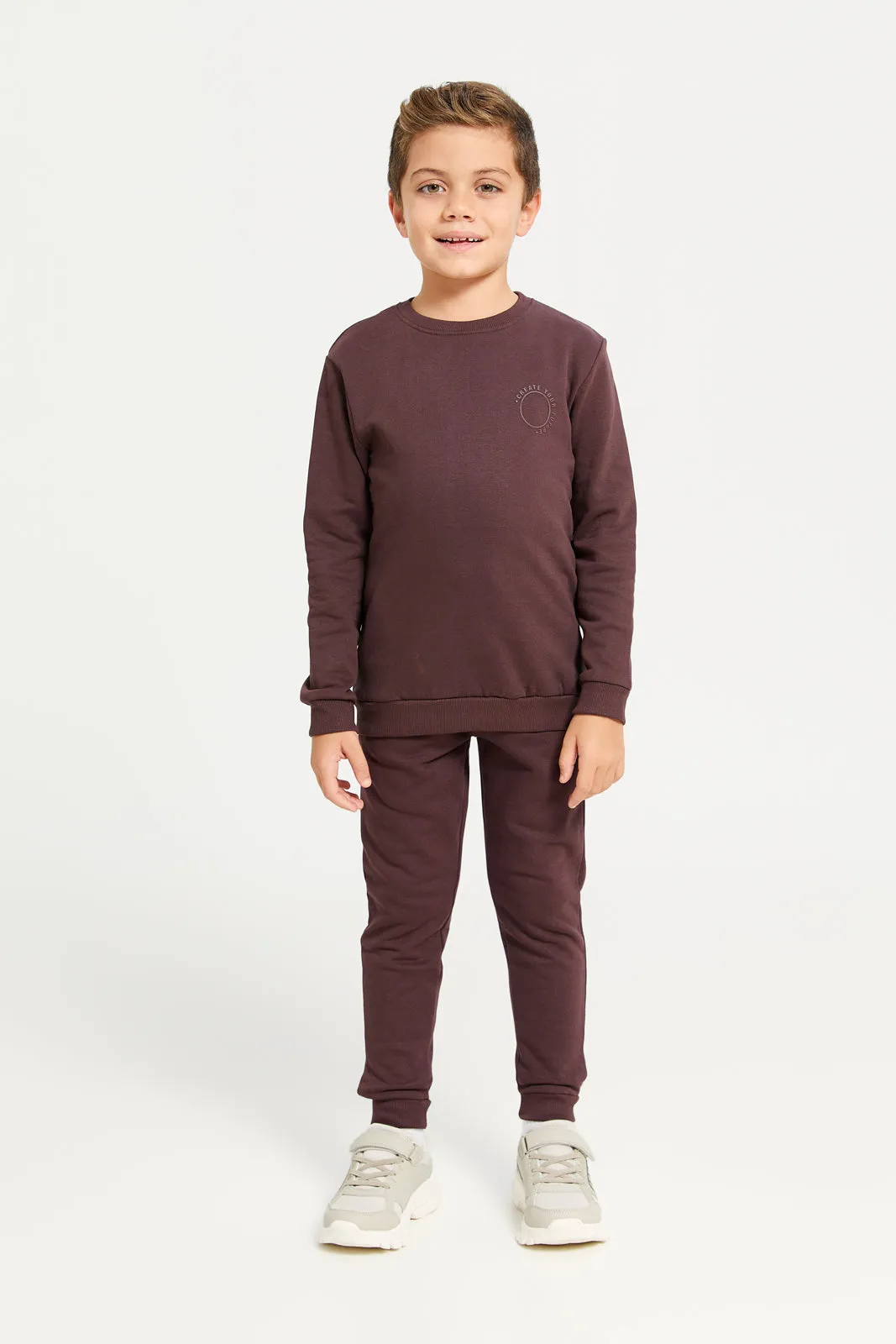 Boys Purple Round Neck Basic Jog Set (2 Piece)