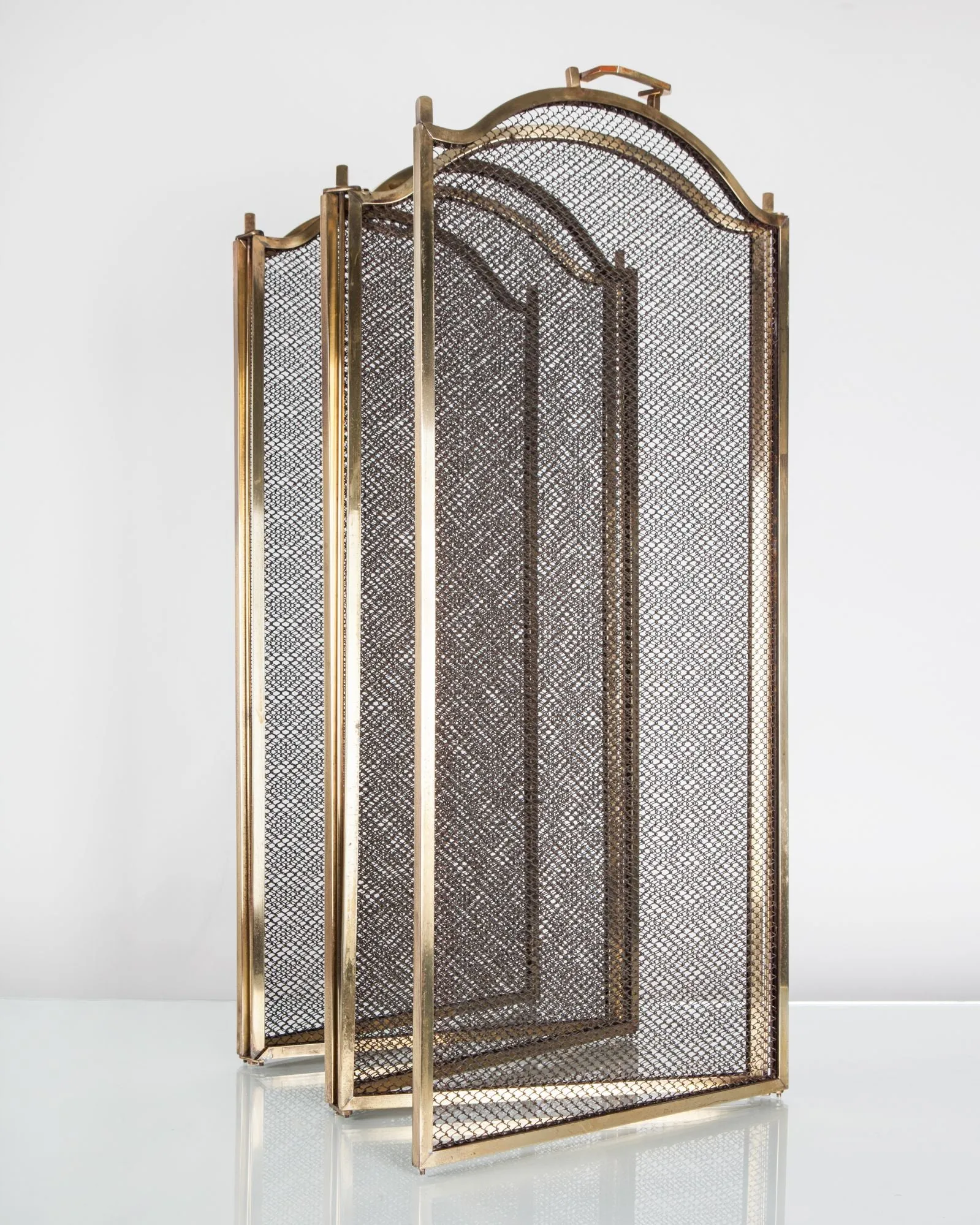 Brass Folding Fire Screen with Five Panels