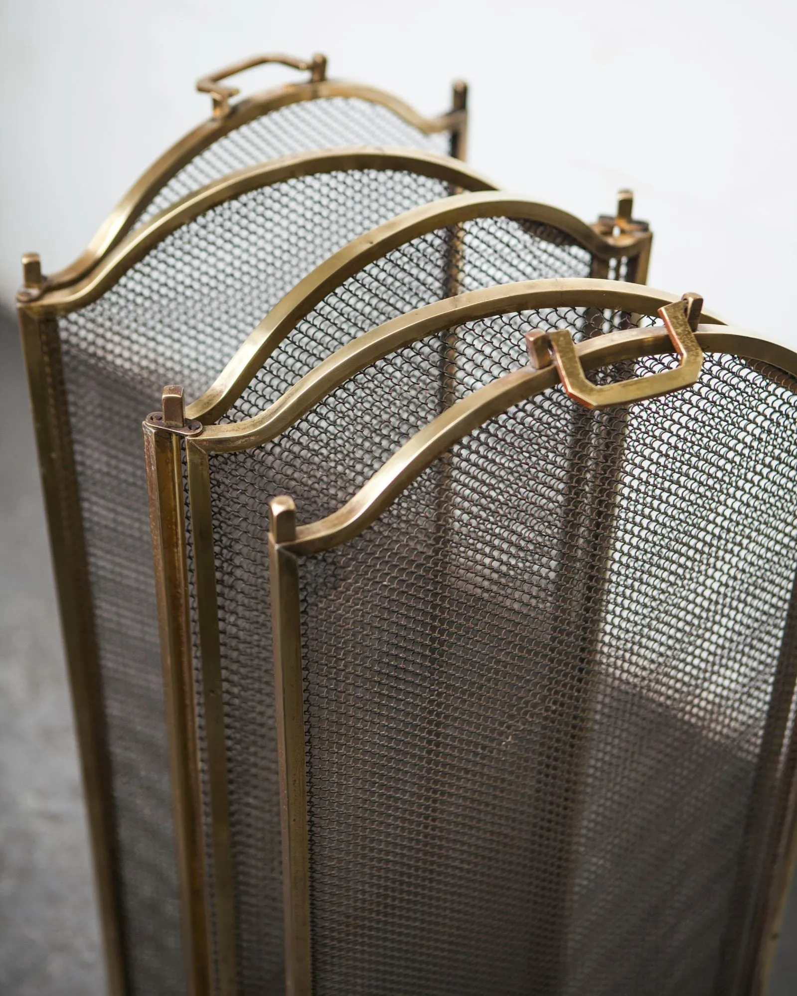 Brass Folding Fire Screen with Five Panels