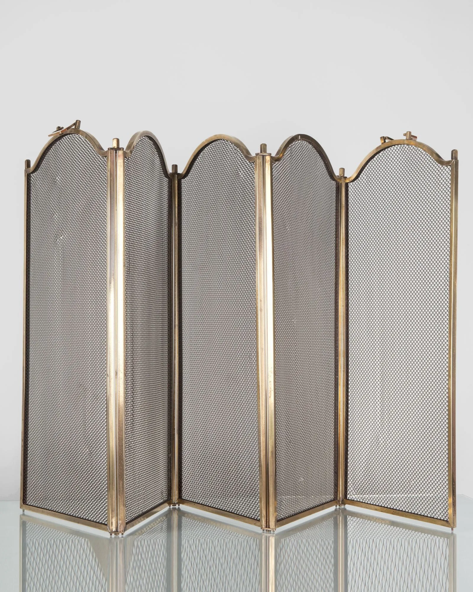 Brass Folding Fire Screen with Five Panels