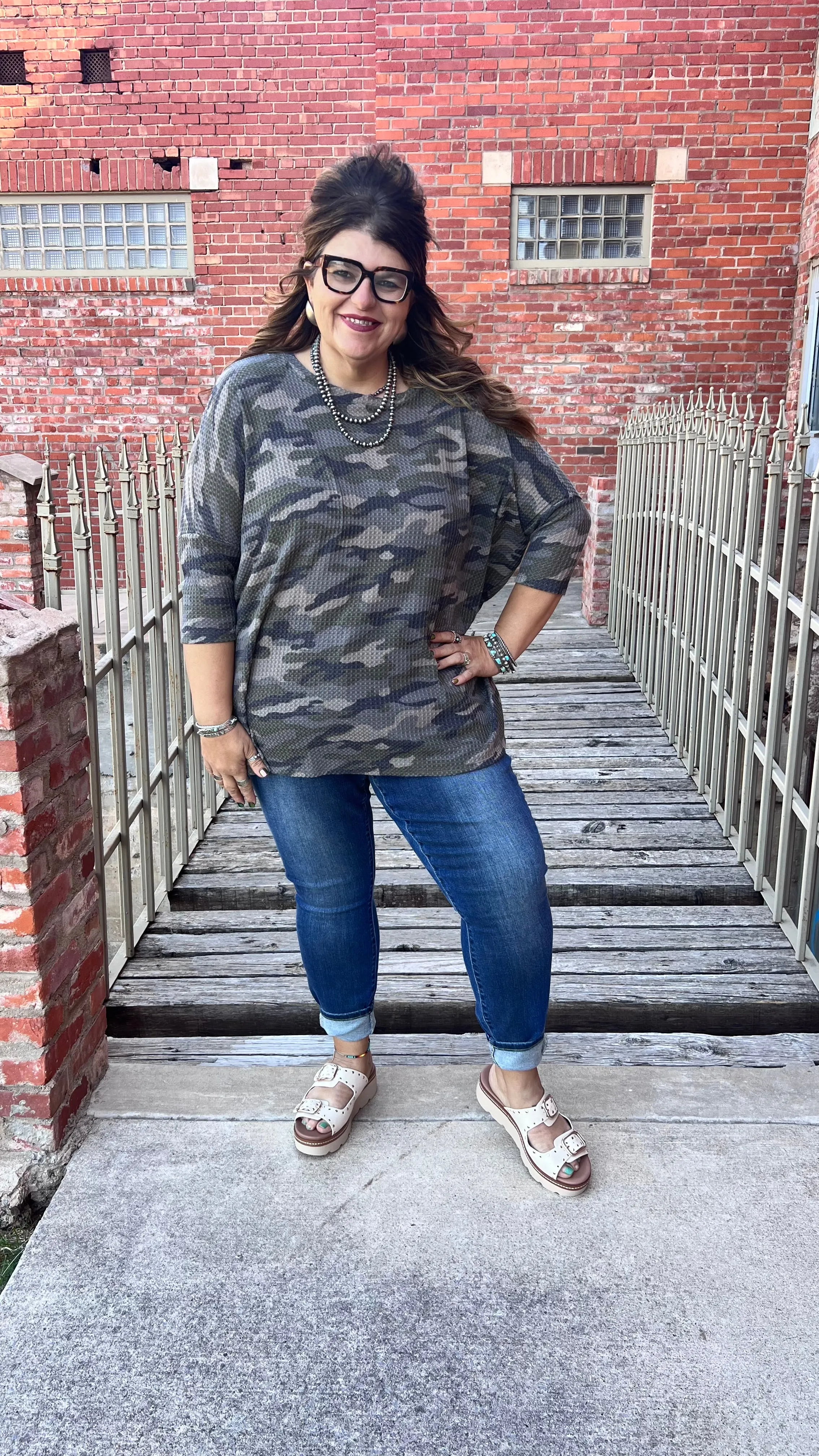 Camo Waffle Dolmon Top