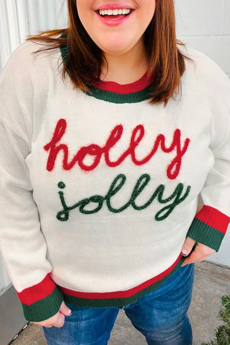 Christmas "Holly Jolly" Tinsel Plus Size Sweater