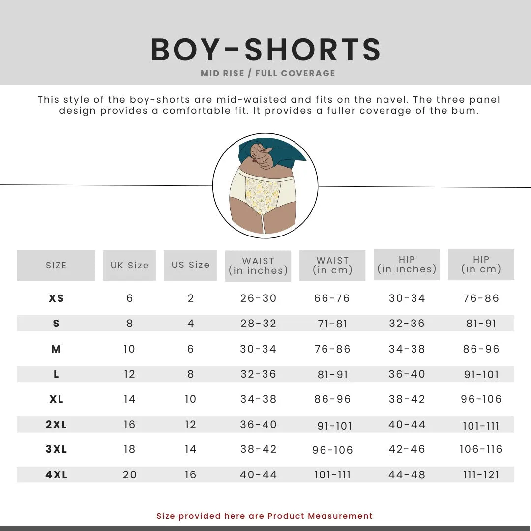 Classic Black Biowashed Organic Cotton Boy-Shorts