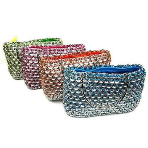 Colorful Recycled  Poptop Handbag with Metal Handles ImagineArte