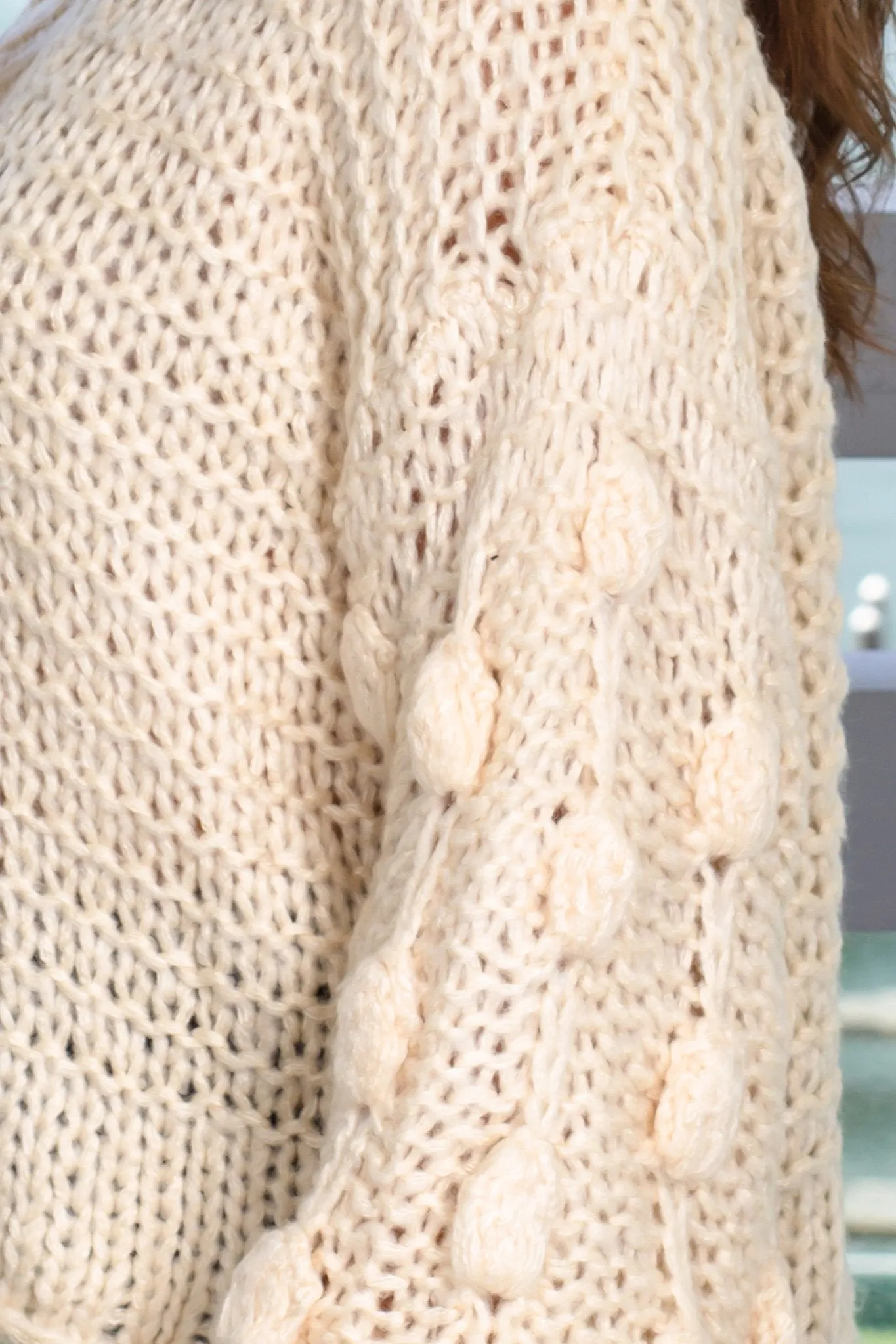 Cream V-Neck Knit Sweater