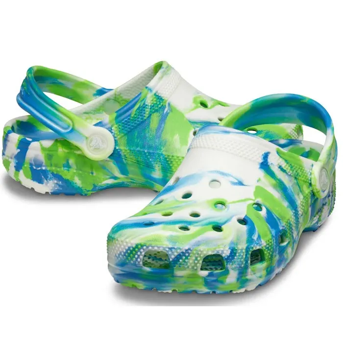 Crocs Kids - Youths Glow Marbled Classic Clog Prep Blue Multi