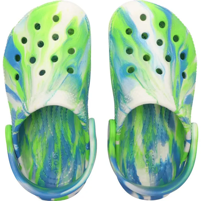 Crocs Kids - Youths Glow Marbled Classic Clog Prep Blue Multi