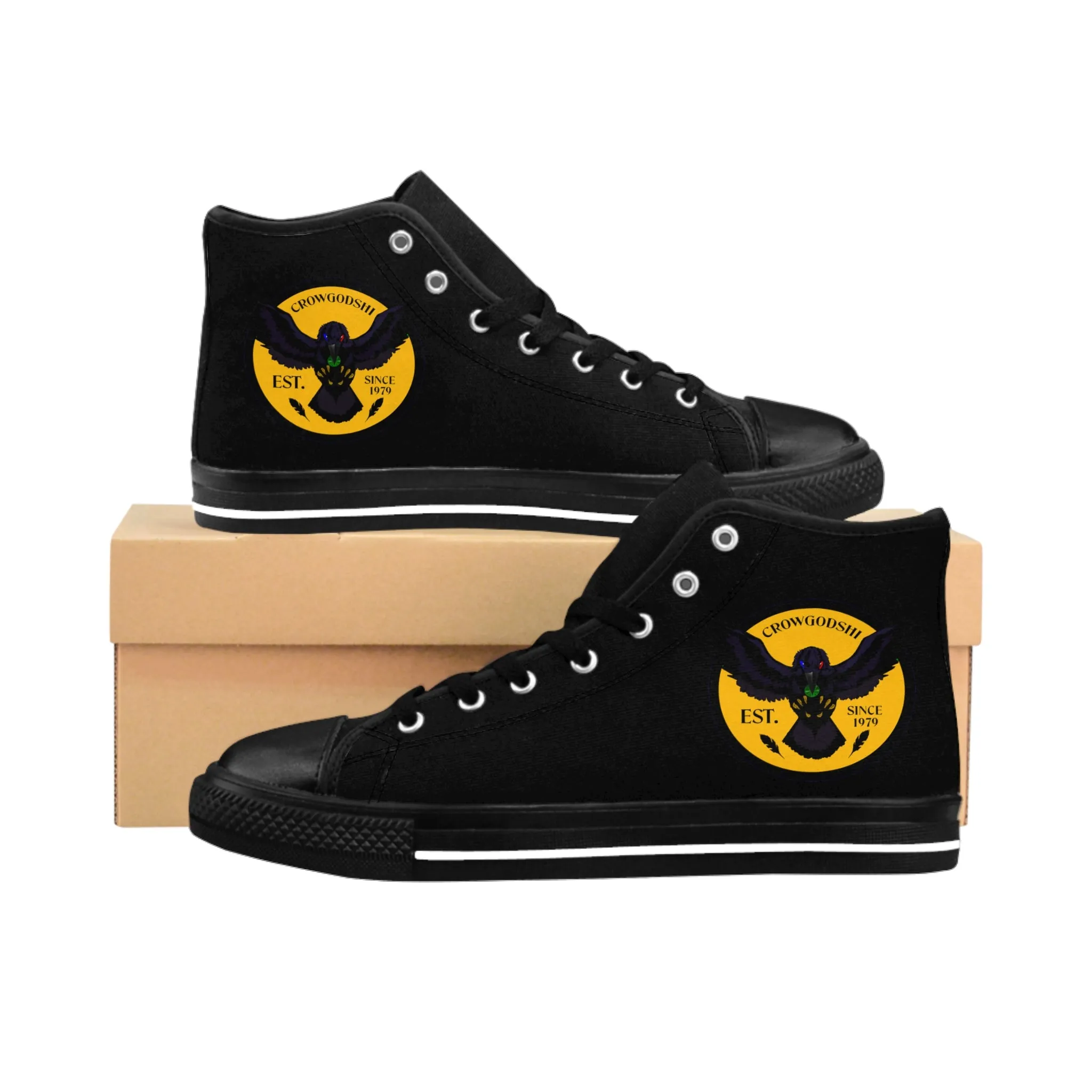 Crowgodshi 2nd Gen. High-Tops, Black on Black w/ GOLD LOGO