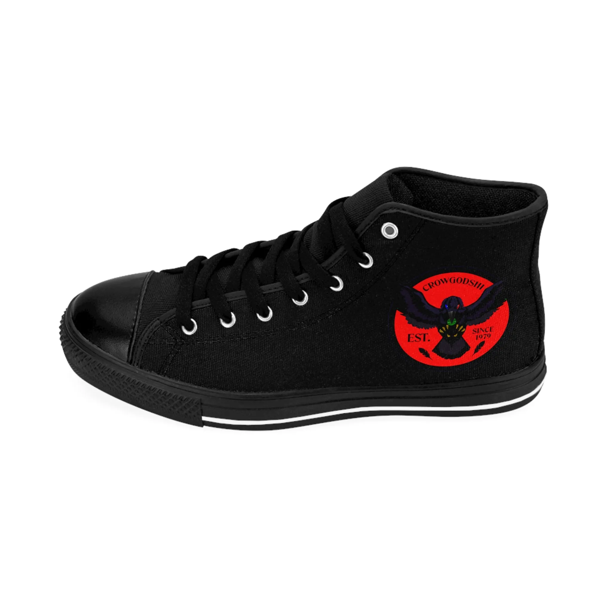 Crowgodshi 2nd Gen. High-Tops, Black on Black w/ RED LOGO