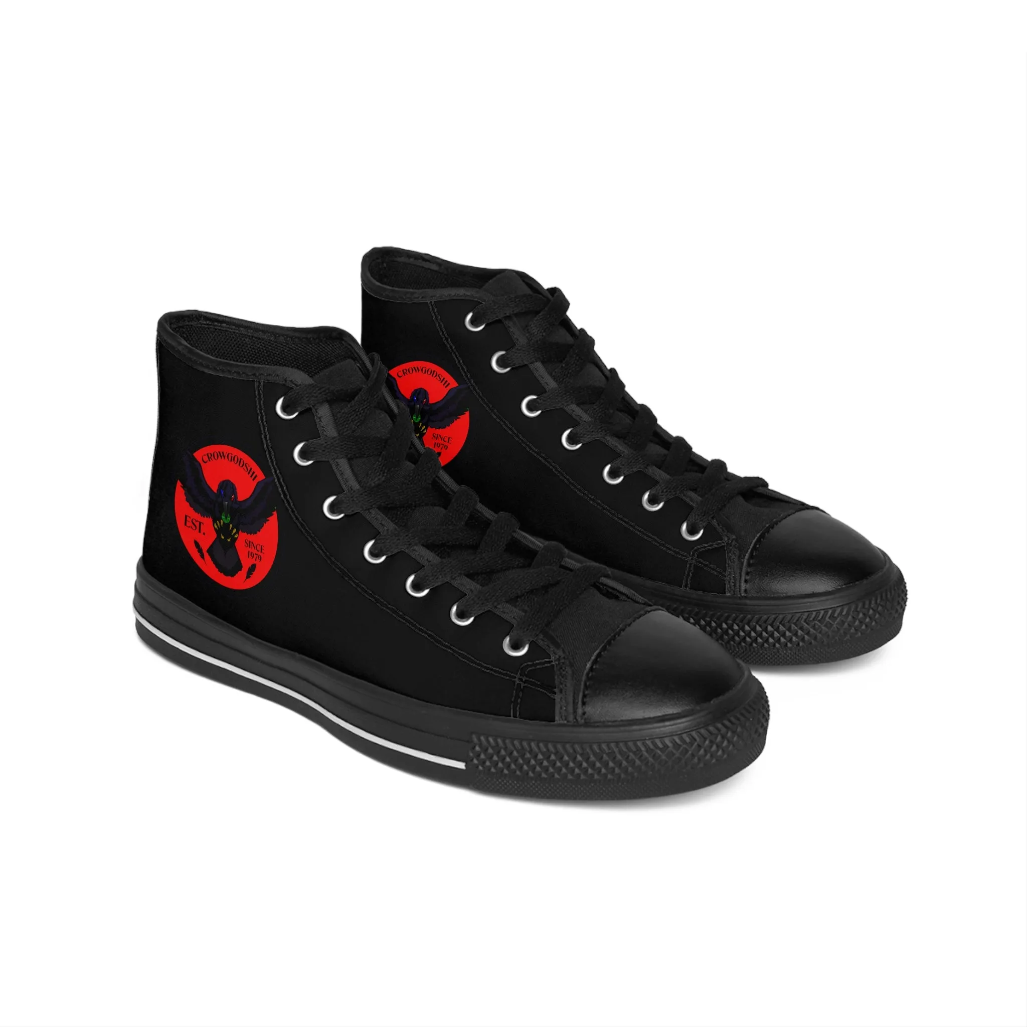 Crowgodshi 2nd Gen. High-Tops, Black on Black w/ RED LOGO