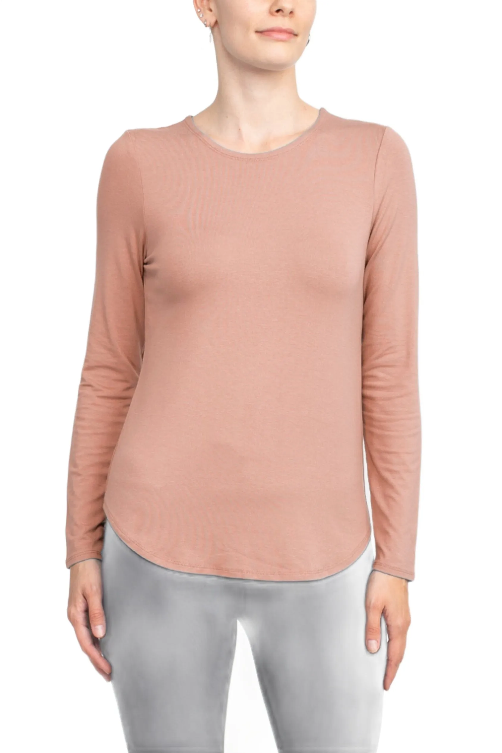 Cupio Crew Neck Long Sleeve Solid Knit Top