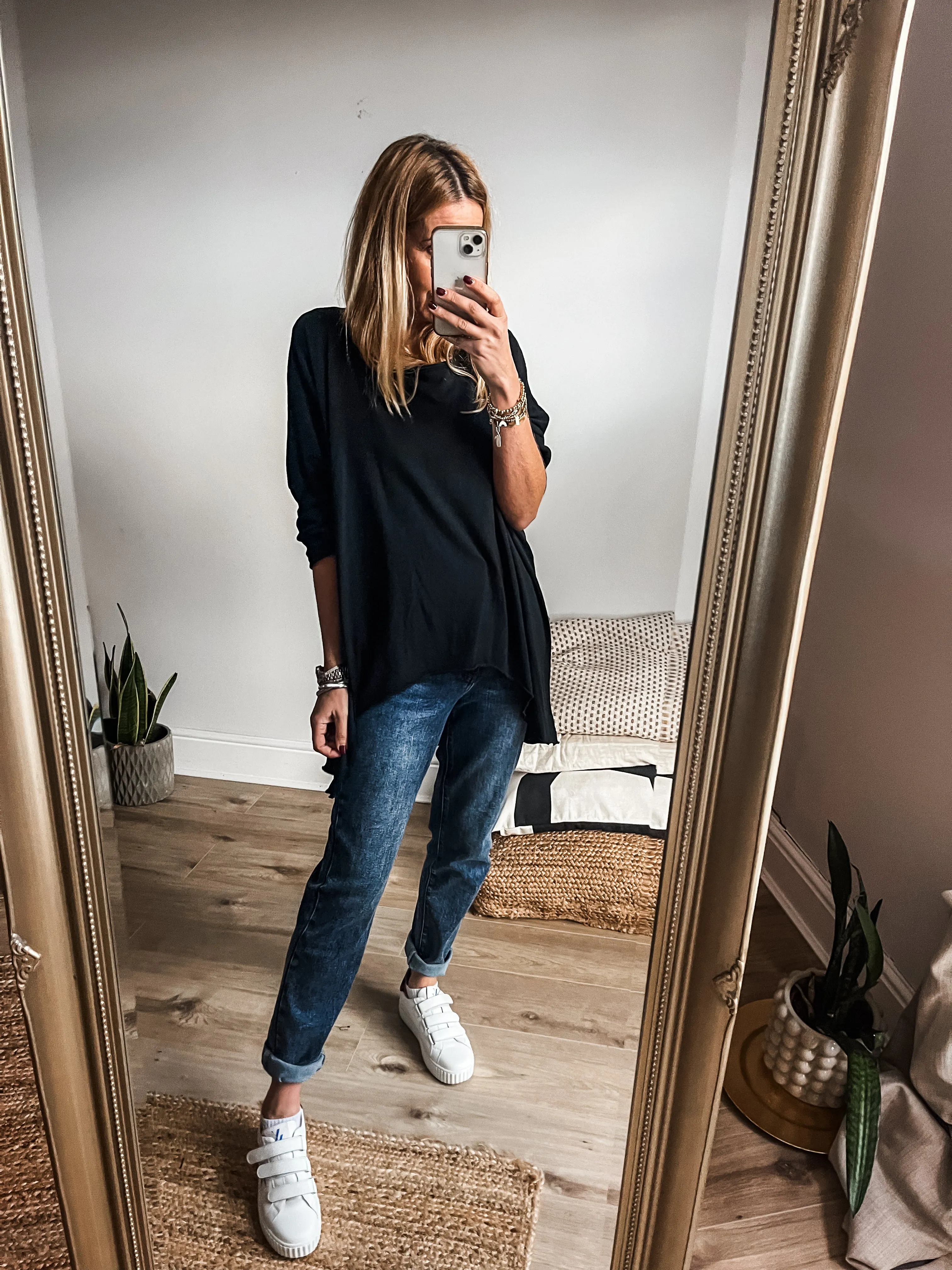 Dipped Hem Cotton T-Shirt