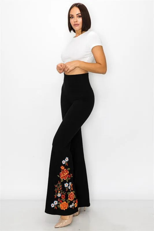 Embroidered bell bottoms with flowers