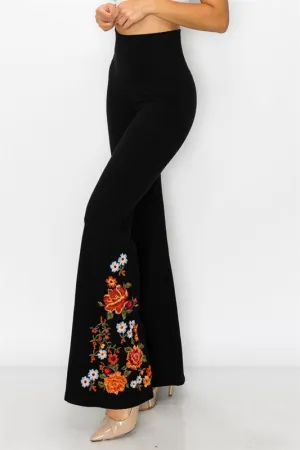 Embroidered bell bottoms with flowers