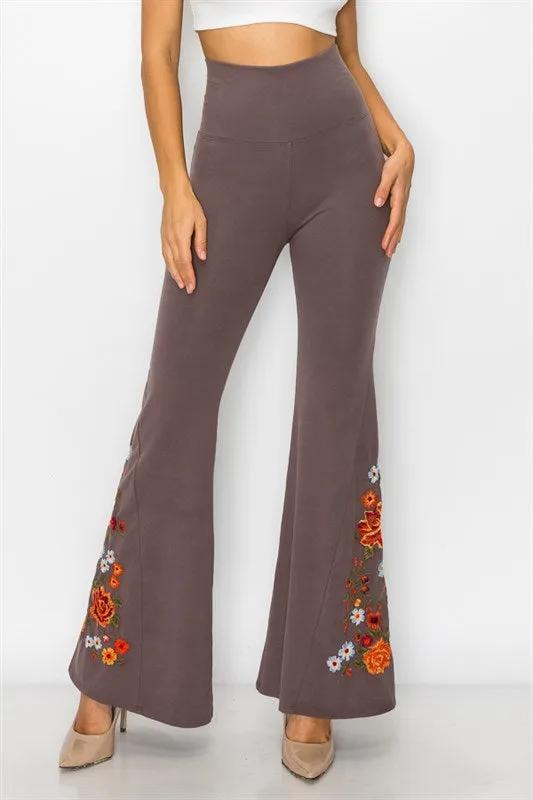 Embroidered bell bottoms with flowers