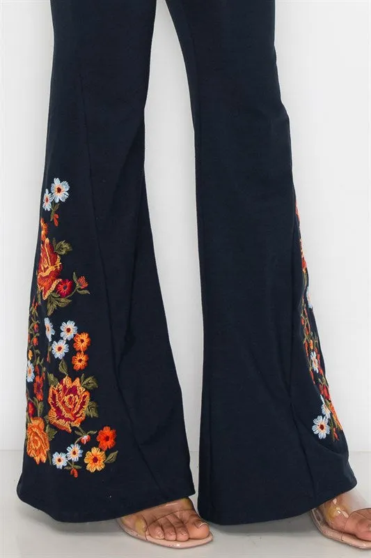 Embroidered bell bottoms with flowers