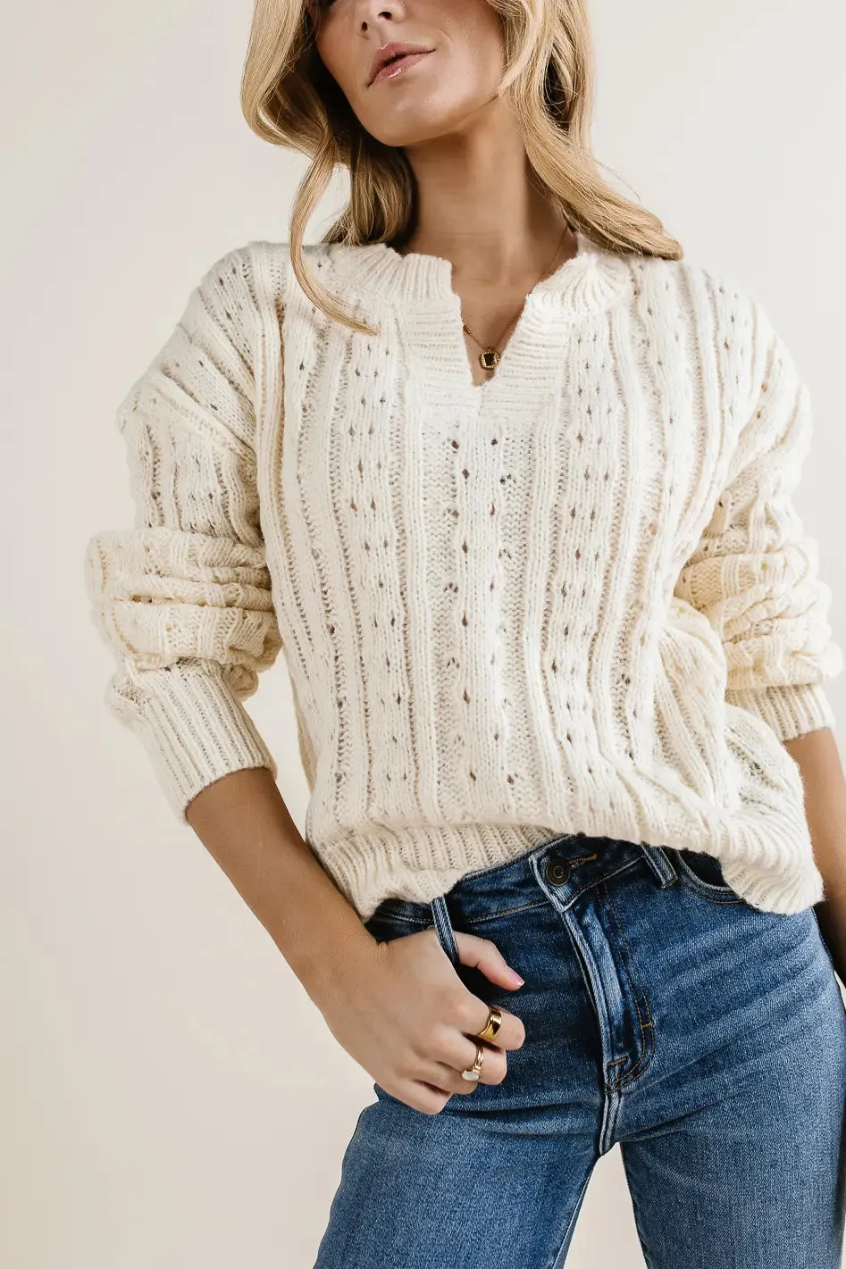 Emilia Knit Sweater in Cream - FINAL SALE