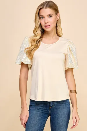 Fashion Express Sequin Sleeve Top- 2 Colors!