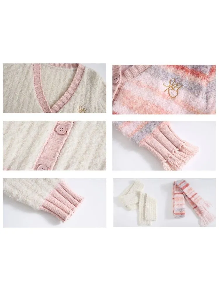 Girl knitted sweater and sweet style scarf【s0000004065】