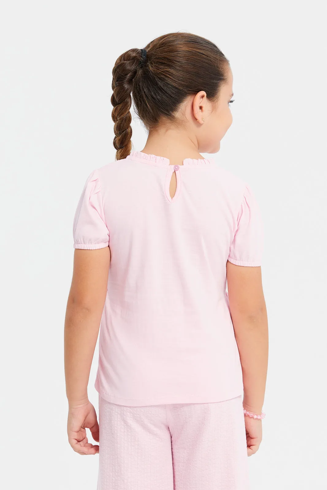 Girls Pink Embossed Top