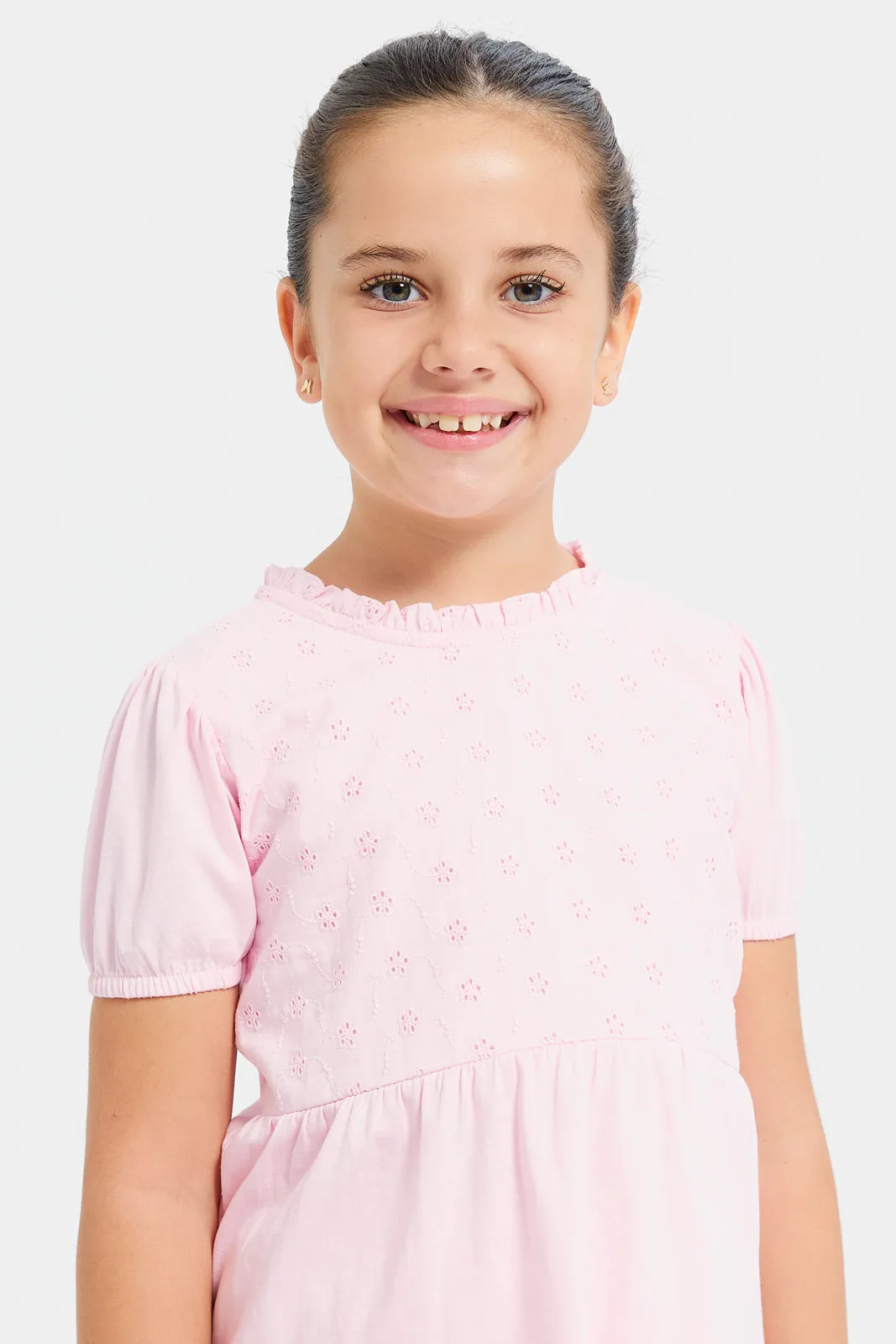 Girls Pink Embossed Top