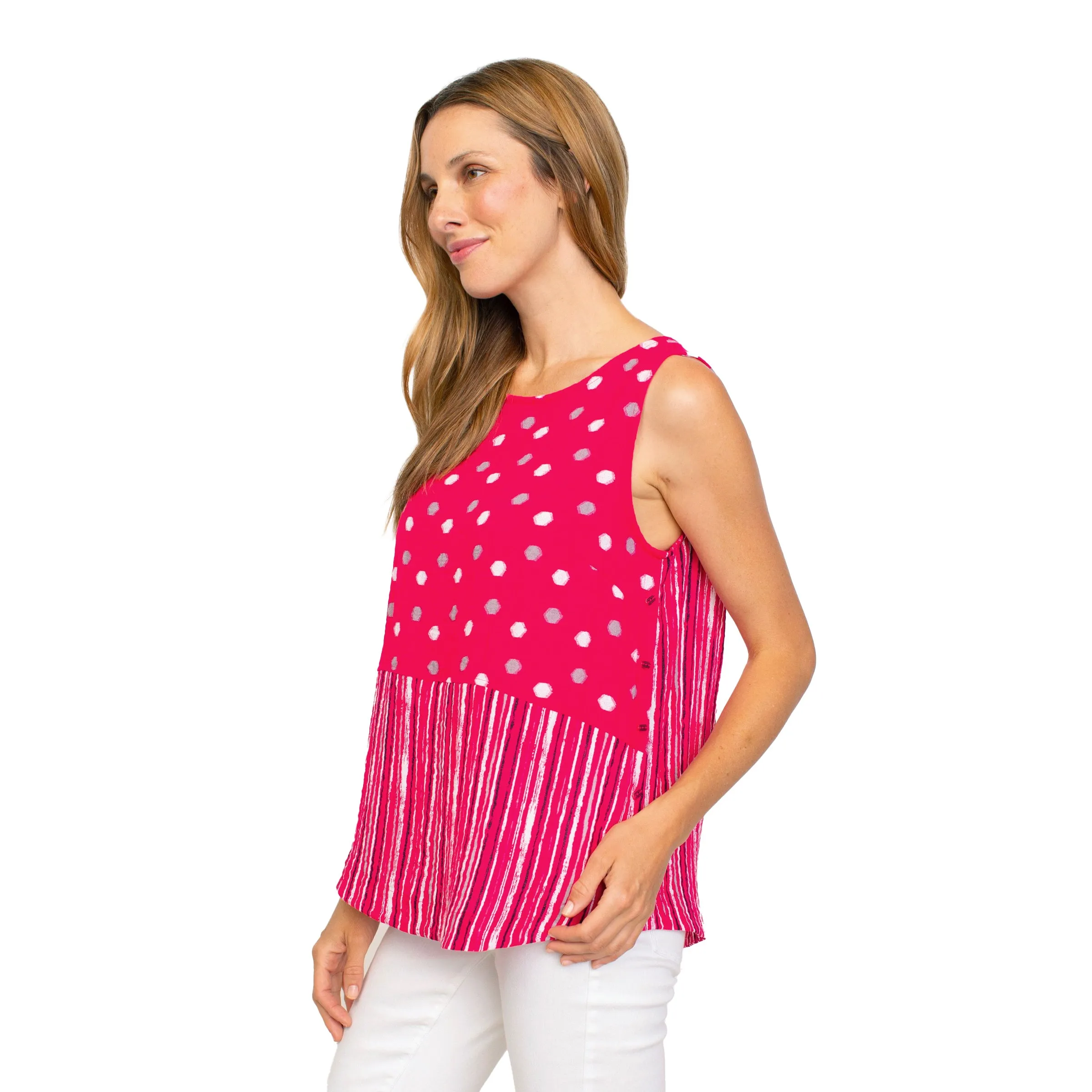 Habitat Express Mix Print Side Button Tank in Rose - 33201-RS