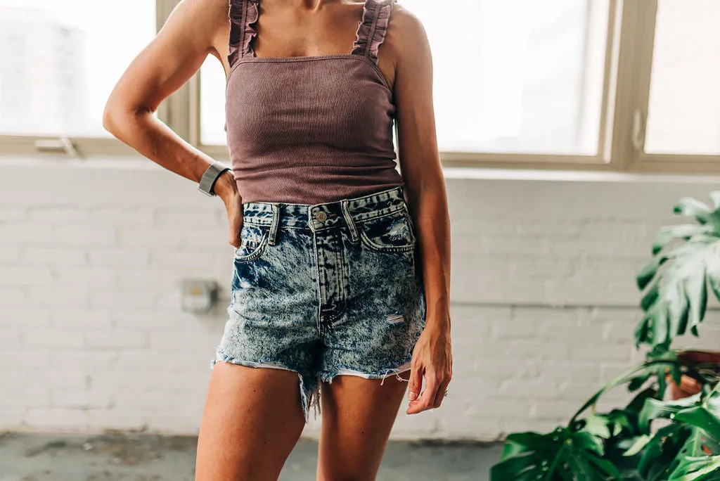 Happy Vibes Denim Shorts