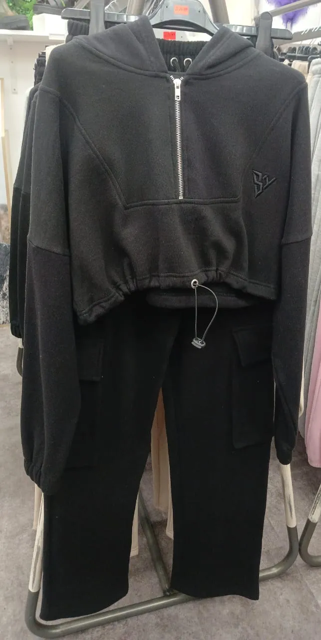 High waist hoodie and cargo jogger loungewear